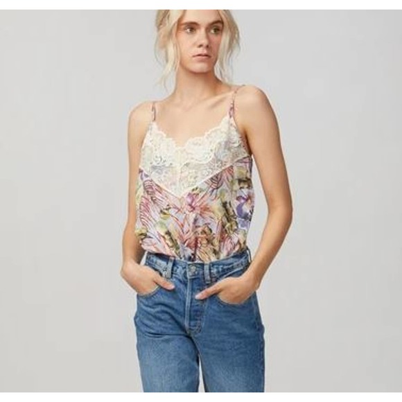 NWT Allen Schwartz Anabella Cami Tropical Leaf Print Top Size XS - Picture 1 of 10